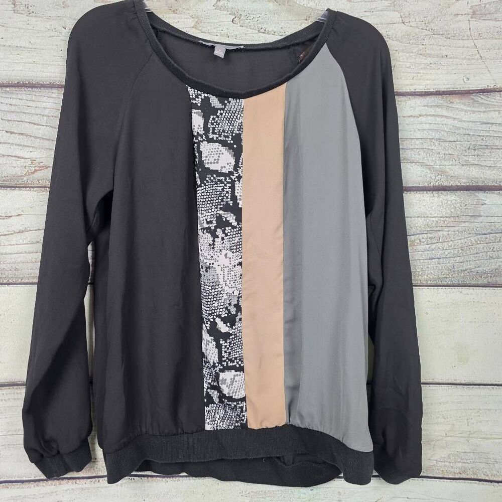 My Collection Colorblock Long Sleeve Blouse Size S